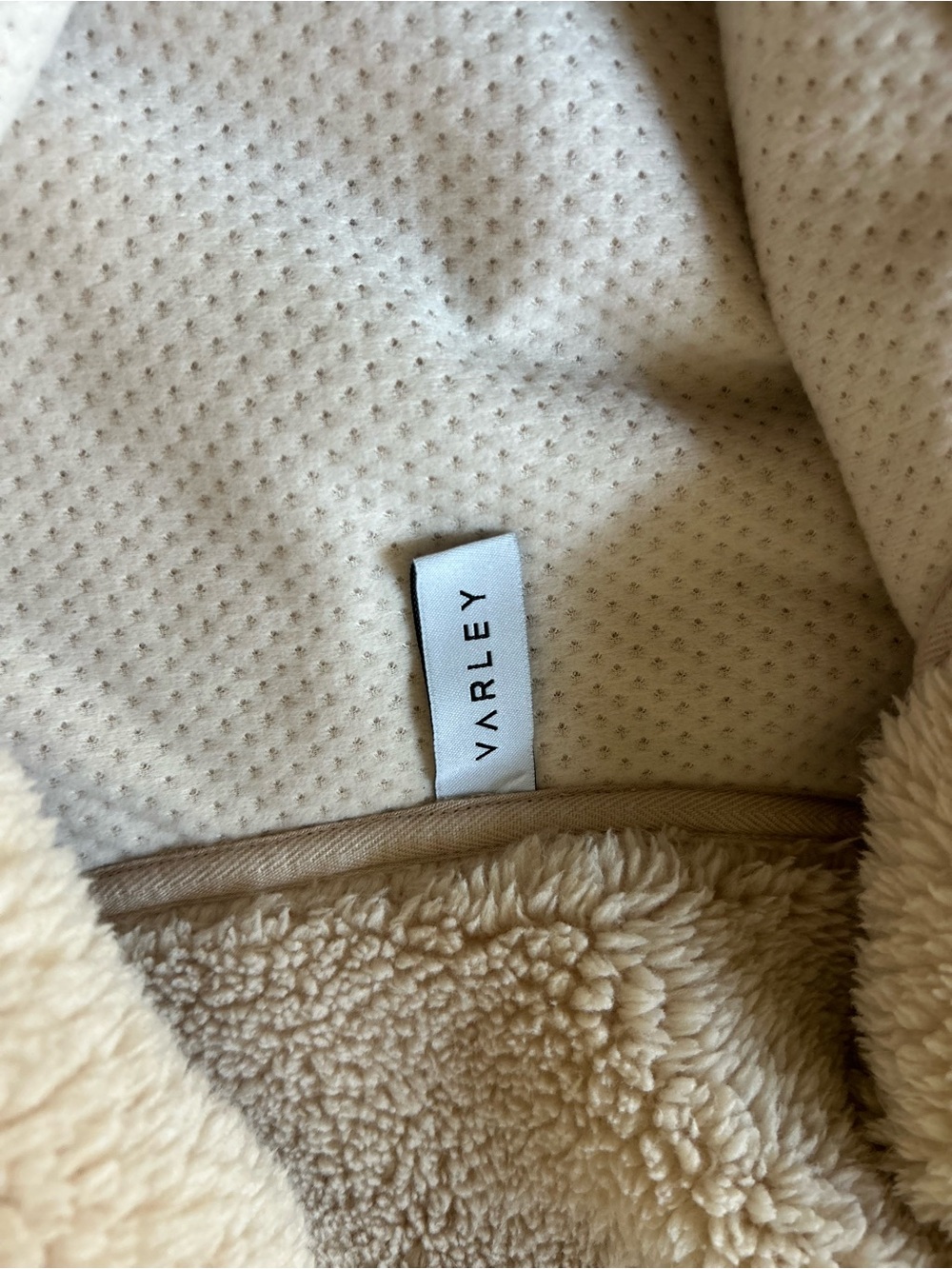 Varley Plush Sherpa Zip-Up Jacket in Light Beige - Picture 5 of 7